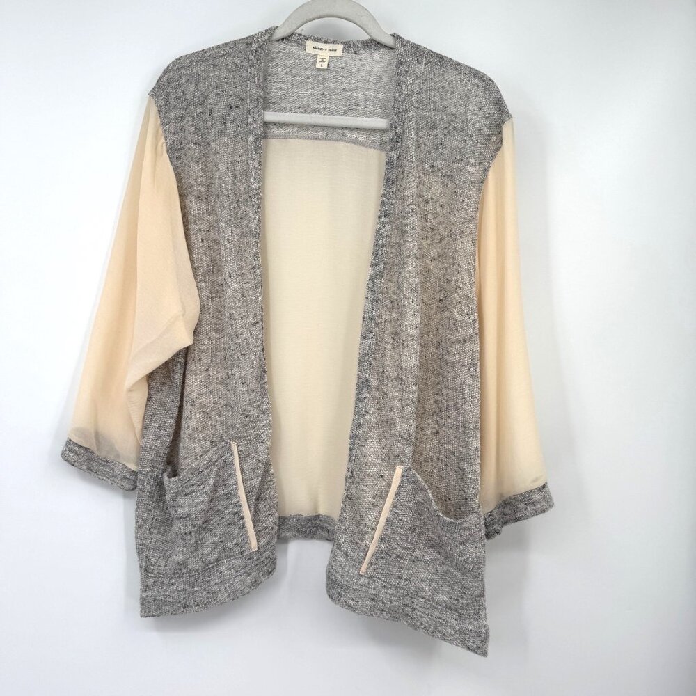 Silence + Noise Urban Outfitters Gray Cream Sheer open Cardigan Sweater woman’s